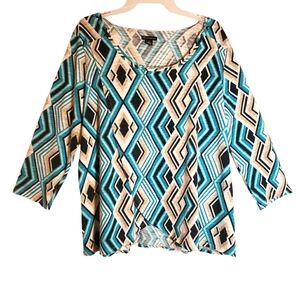 New directions women's XL geometric print long sleeves pullover top. 5028
